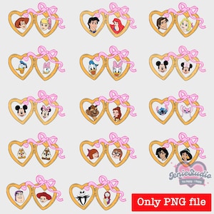 Bundle Valentine Disney Couple Png, Xoxo Png, Minnie Mickey Lover Png, Coquette bow Locket Valentine Png, Valentine Heart Locket Png