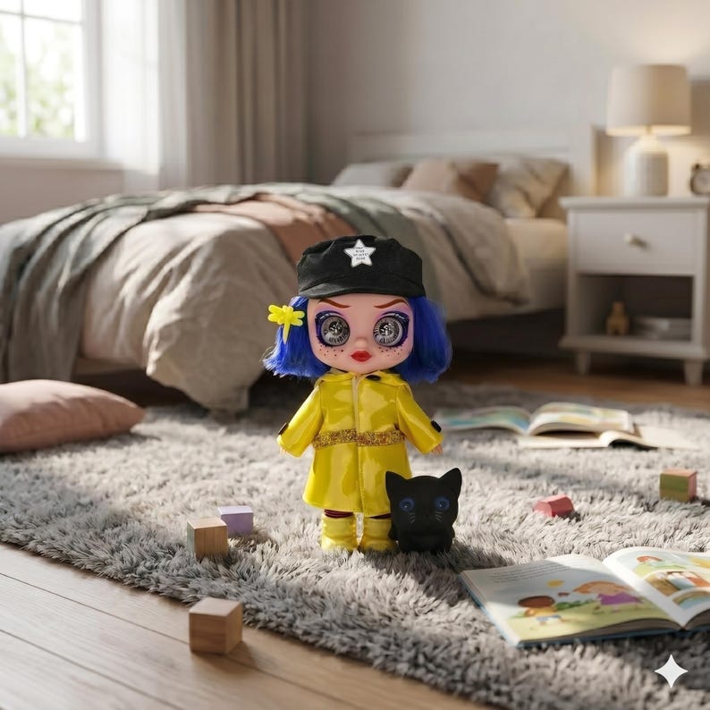 Coraline Doll with 5D Eyes and Music, Collectible Figure from Movie, Birthday Gift for Girls, Halloween Present for Fans image 1