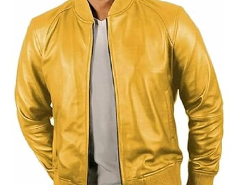 Men's Real Leather Bomber Jacket – Vintage Style, Custom Fit, YKK Zipper