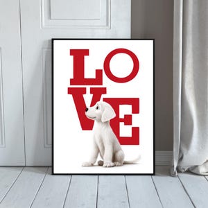 Dog LOVE Poster: Red Letter Wall Art (Digital Download