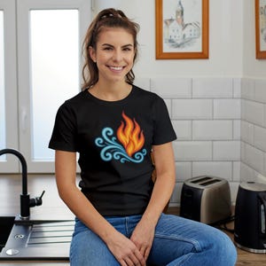 Camiseta gráfica de elementos de fuego y agua / Camiseta de aventura de verano / Regalo para amantes de los elementos
