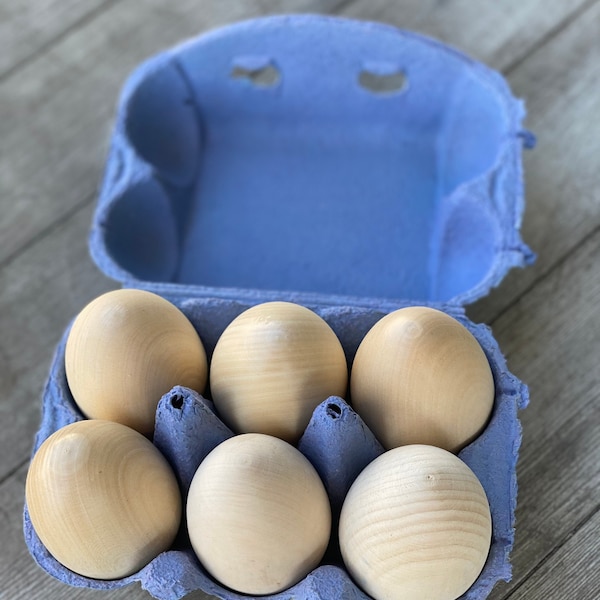 6 Hollow Wooden Eggs in Carton