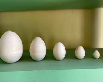 Hollow Wooden Stacking Eggs