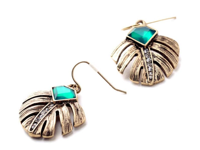 Art Deco Green Earrings Etsy