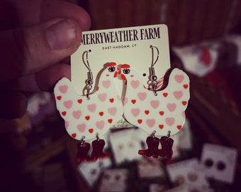 Chicken Valentine Earrings