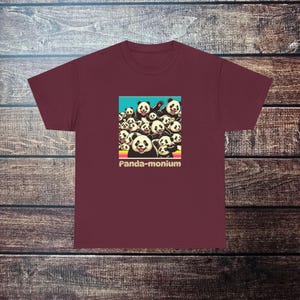 Panda-monium Unisex Heavy Cotton Tee, Funny Animal T-Shirt, Cute Panda Shirt, Gift for Animal Lovers, Casual Wear