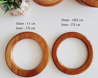 Asas de madera de caoba de 11 cm para bolsos: ganchillo, macramé, monedero, 1 par