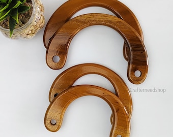 Asas de madera barnizada para bolso: crochet, macramé, tejido - 12 cm/14 cm