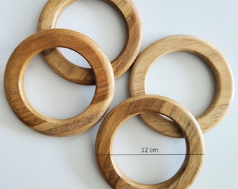 Asas de madera de 12 cm para bolsos: Anillos de ganchillo y macramé para bolsos, 1 par (2 unidades) Marrón