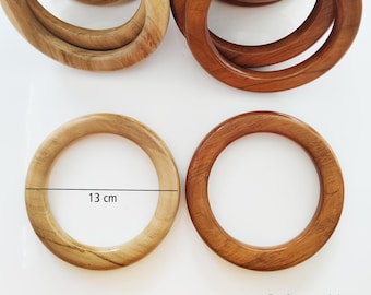 Asas de madera de 13 cm para bolsos: ganchillo, macramé, monedero, marrón y transparente natural, 1 par (2 unidades)