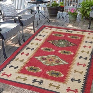 Traditional Indian WOOL JUTE RUGS, 4x6, 5x8, 6x9, 8x10, 9x12 Ft Kilim Rugs, Handwoven Wool Jute Rugs, Handmade Kilim Dhurrie Rug