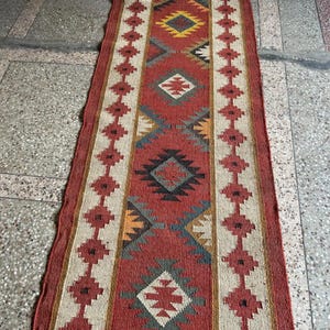 Handmade Navajo Kilim Rug, Aztec Rug, Accent Rug, Outdoor Rug/Indoor Rug, Living/Dinning Room 8x10 Ft. Wool Jute Kilim Rug, Indian Rug