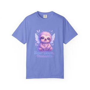 Playful Sloth Tee - Slow Down, Peasants! T-shirt, Cotton Shirt, Gift For Sloth Lovers, Funny Apparel, Casual Wear