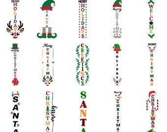 Christmas Porch Sign SVG Bundle, Vertical Christmas SVG, Merry Christmas Porch Sign Cut Files, Holiday Porch Decor PNG