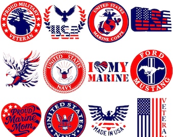US Military Logo SVG PNG Bundle, Patriotic Army Navy Designs Digital Download Cut Files, Cricut & Glow forge,  Laser Cutting, Veteran Gifts