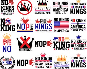 Paquete de archivos SVG "No Kings In America", diseño patriótico (descarga digital)
