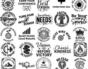 Pacchetto di citazioni motivazionali in formato SVG, design con affermazioni positive (download digitale)