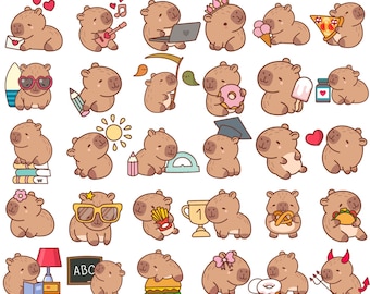 Cute Capybara SVG Bundle, Clipart, Silhouette (Digital Download)
