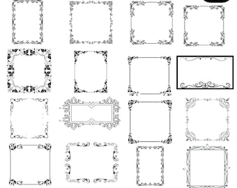 Ornate Rectangle Frame SVG Bundle, Clipart Designs (Digital Download)