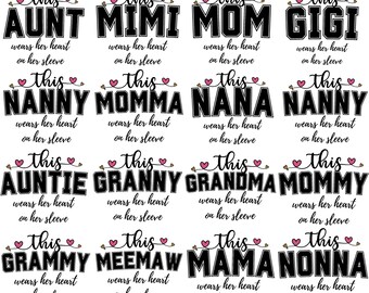 Mama Heart on Sleeve SVG, Custom Kids Names, Mother's Day (Digital Download)