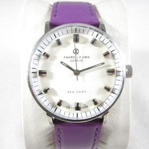 Original 100% Vintage FAVRE LEUBA GENEVE Sea Chief Winding Swiss Wrist Watch #C807