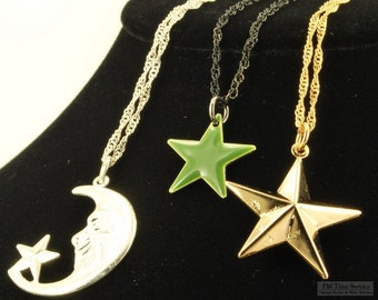 Star shaped decorative pendants, in various designs & necklace options