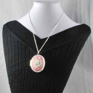 Large oval locket, choice of flower & animal-themed cameos, with necklace options