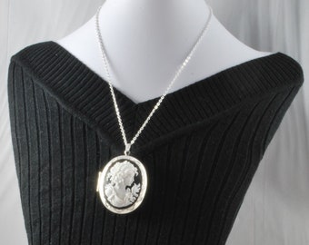 Large oval locket, choice of people-themed cameos, with necklace options