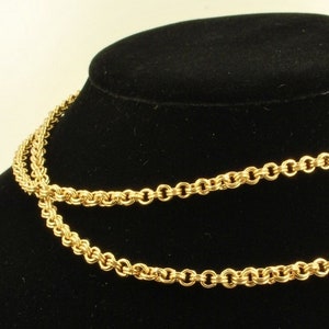 31 yellow gold plated vintage double-round link necklace with a spring ring clasp image 1