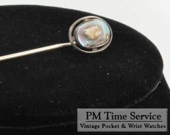 Vintage Sterling silver and black blistered pearl stick pin