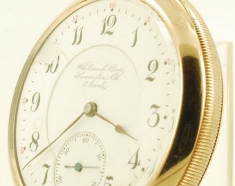 Hamilton grade 974 vintage pocket watch, 16 size, 17 jewels, heavy yellow gold (filled) case