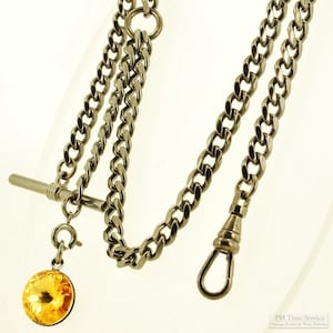 Round decorative pendant fobs, with pocket watch chain & crystal accent options