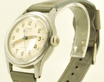 Silvana vintage wrist watch, 17 jewels, heavy silver-toned & stainless steel round water-resistant case