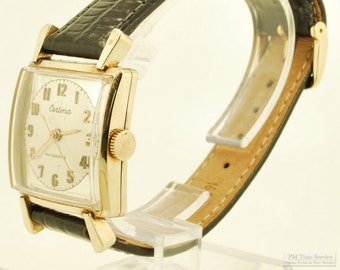 Certina automatic grade "EA Quality" vintage wrist watch, 17 jewels, heavy yellow gold (filled) square case