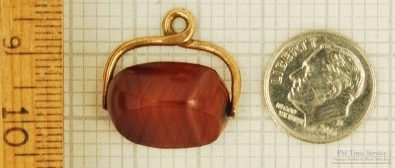 Vintage yellow gold (filled) & red quartz spinner… - image 3