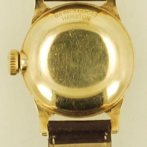 Hamilton vintage grade 747 wrist watch, 17 jewels, handsome yellow gold filled water-resistant Nordon model case image 5