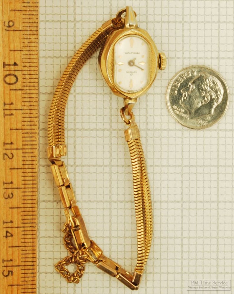 Waltham vintage ladies' wrist watch 17 jewels goldtoned Etsy