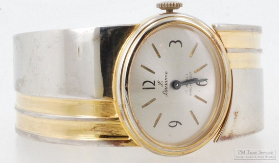 Lausanne Vintage Mid Century Modern Bracelet 17 Jewel Watch Vintage Lausanne Ladies Mechanical Watch 17 Jewels Gold Tone  main image 3