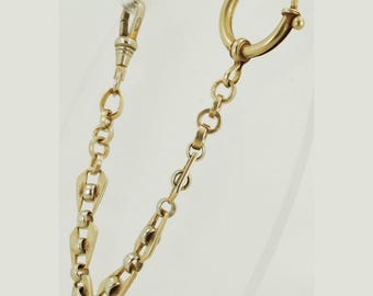 Vintage 7,5 inch zilverkleurige, fraaie rechte zakhorlogeketting met gemengde schakels en een extra grote veerring.