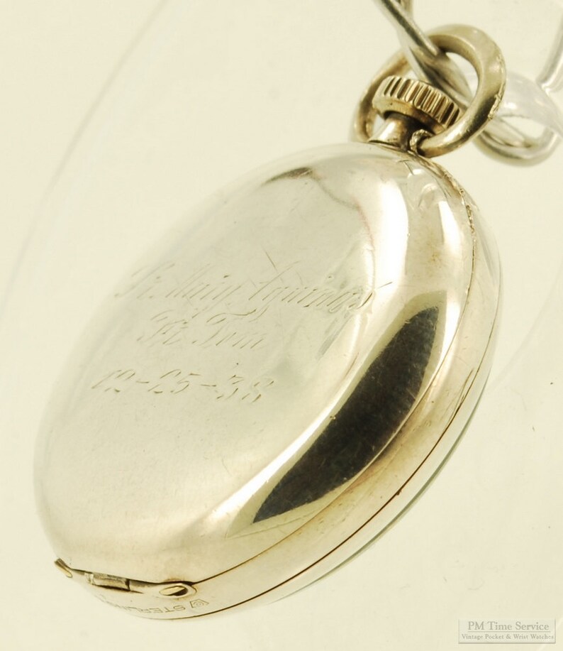 Waltham grade 315 vintage ladies' pocket watch, 3-0 size, 15 jewels, Sterling silver case, Mary Aquinas script image 3