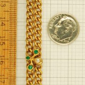 Vintage 7.5 gold-toned double-strand curb-link bracelet with multi-colored accents along the length image 3