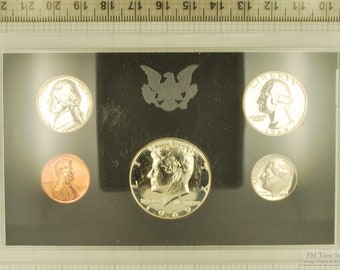1969 US coin proof set sealed in hard plastic with black matte background