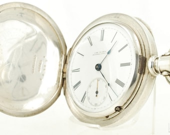 Rockford-overgangsmodel vintage zakhorloge, maat 18, 11 juwelen, zware Newport munt zilveren jachtkast