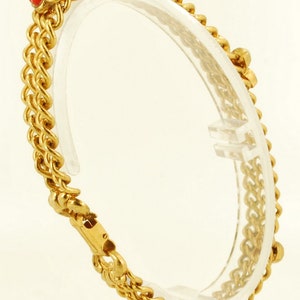 Vintage 7.5 gold-toned double-strand curb-link bracelet with multi-colored accents along the length image 2