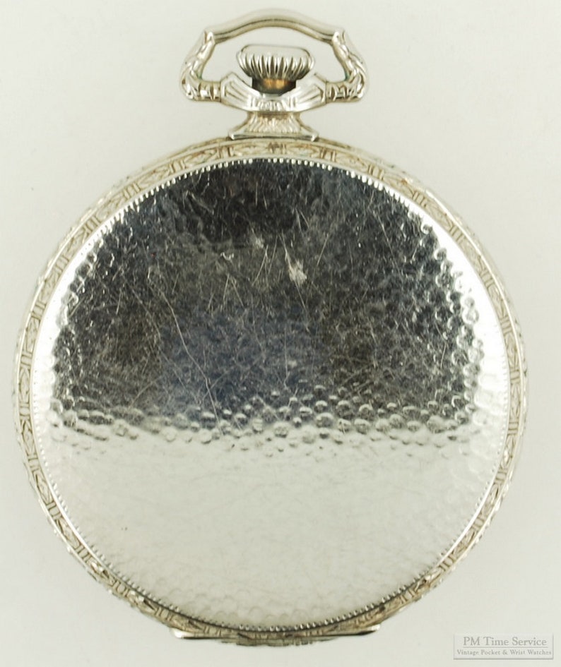 Waltham grade No. 1225 Colonial B vintage pocket watch, 12 size, 17 jewels, silver-toned engraved case, fancy dial image 6