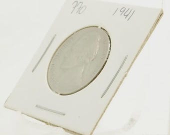 1941 Jefferson 0.05 (five cent) nickel US Coin, circulated, "Fine" condition