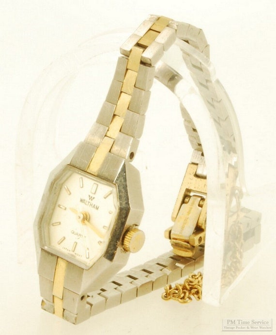 Waltham quartz ladies' wrist watch, heavy gold-ton