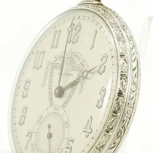Waltham grade No. 1225 Colonial B vintage pocket watch, 12 size, 17 jewels, silver-toned engraved case, fancy dial image 1