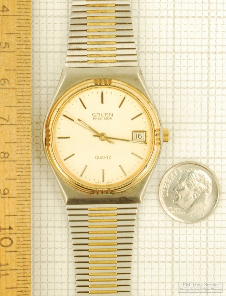 Gruen Precision Quartz With Date Wrist Watch, Thin-model Gold