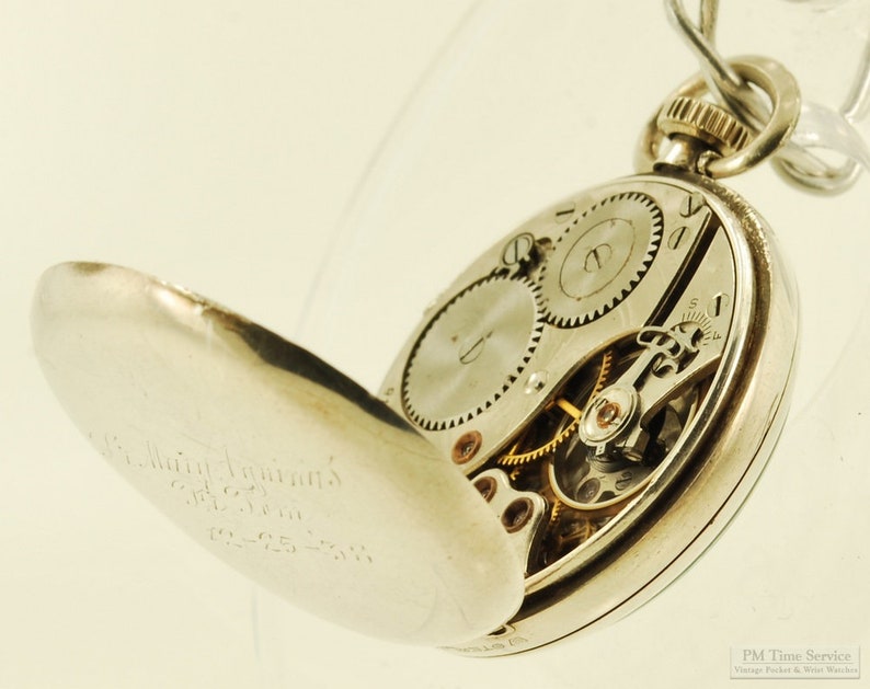 Waltham grade 315 vintage ladies' pocket watch, 3-0 size, 15 jewels, Sterling silver case, Mary Aquinas script image 4